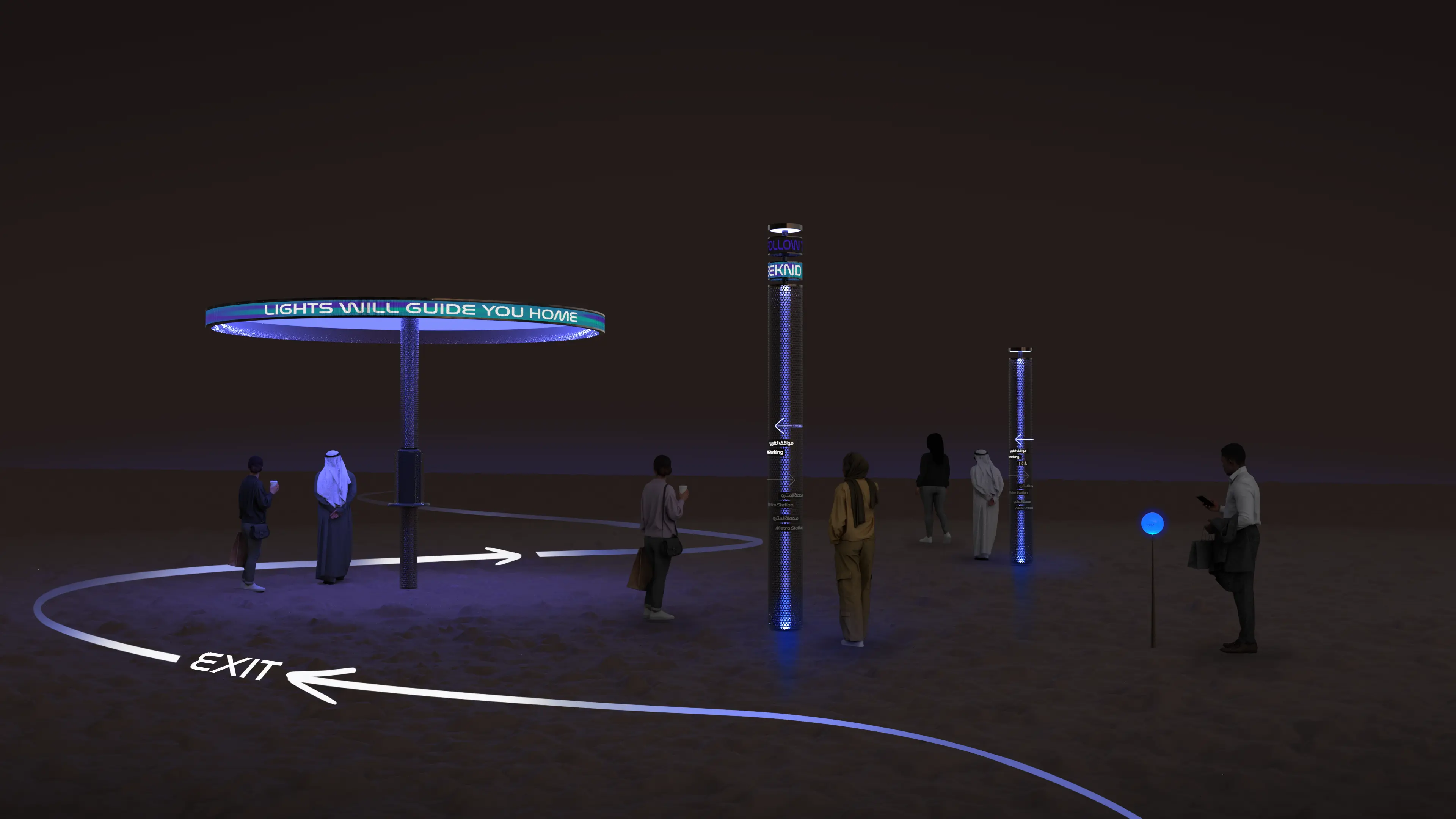 Festival Arena exit signage adapted for the event environment