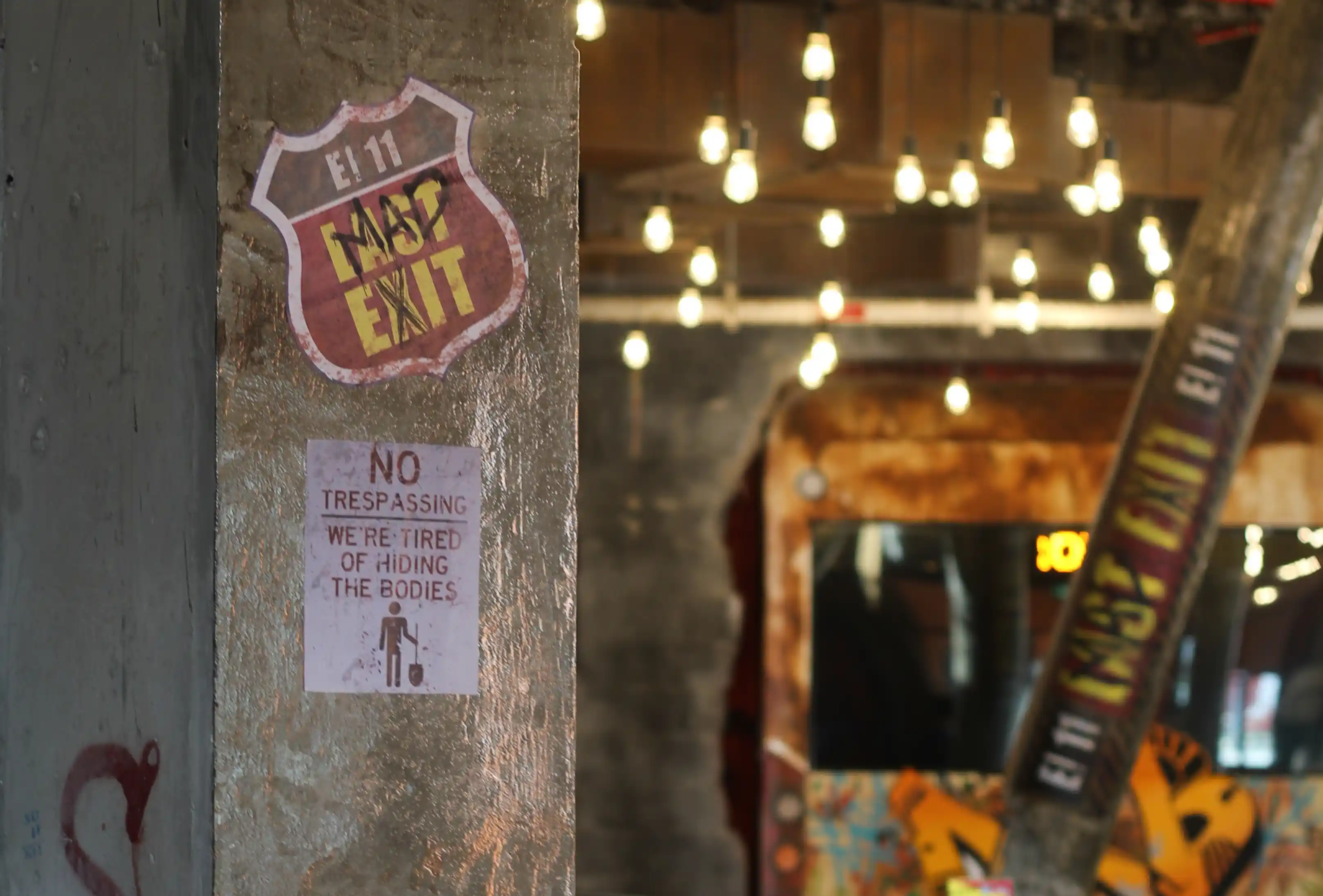 Place identity expressed through signage and visual storytelling at Last Exit