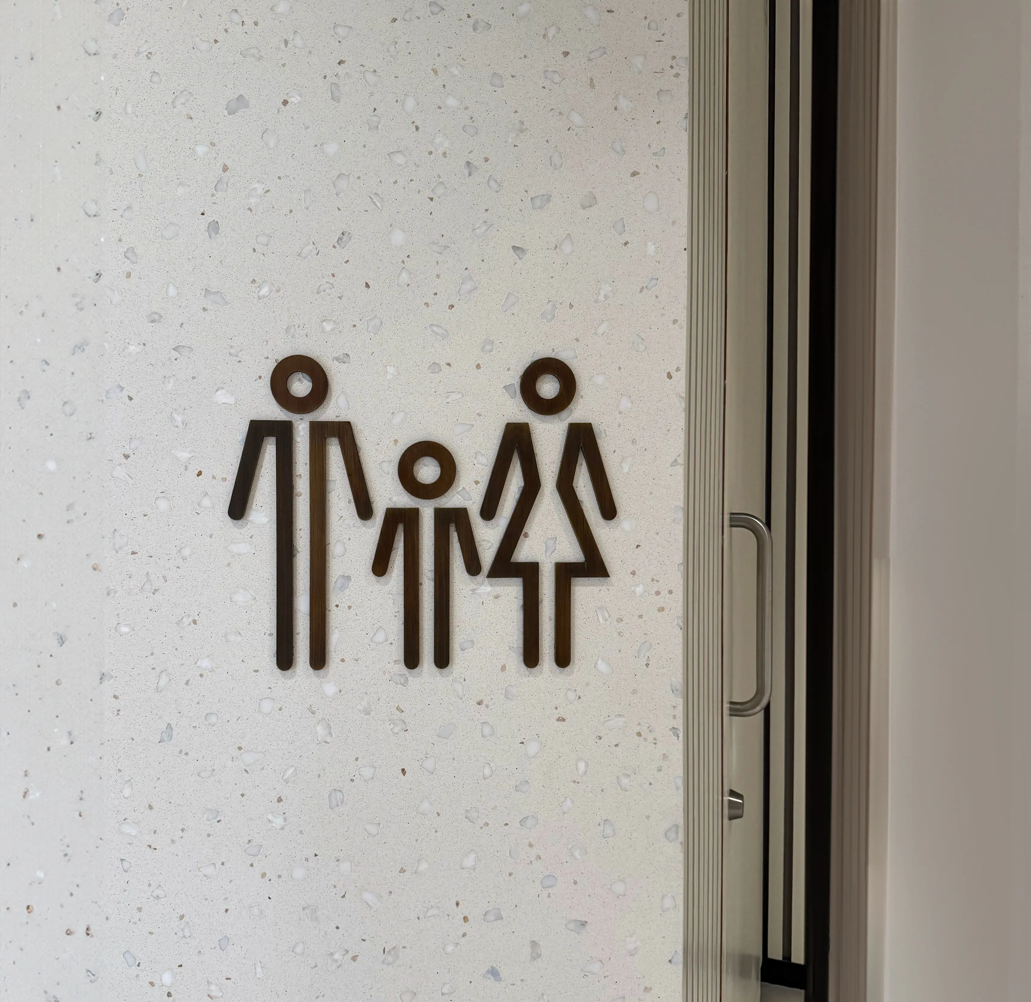 Close-up of amenity identification signage at the Natural History Museum Abu Dhabi.
