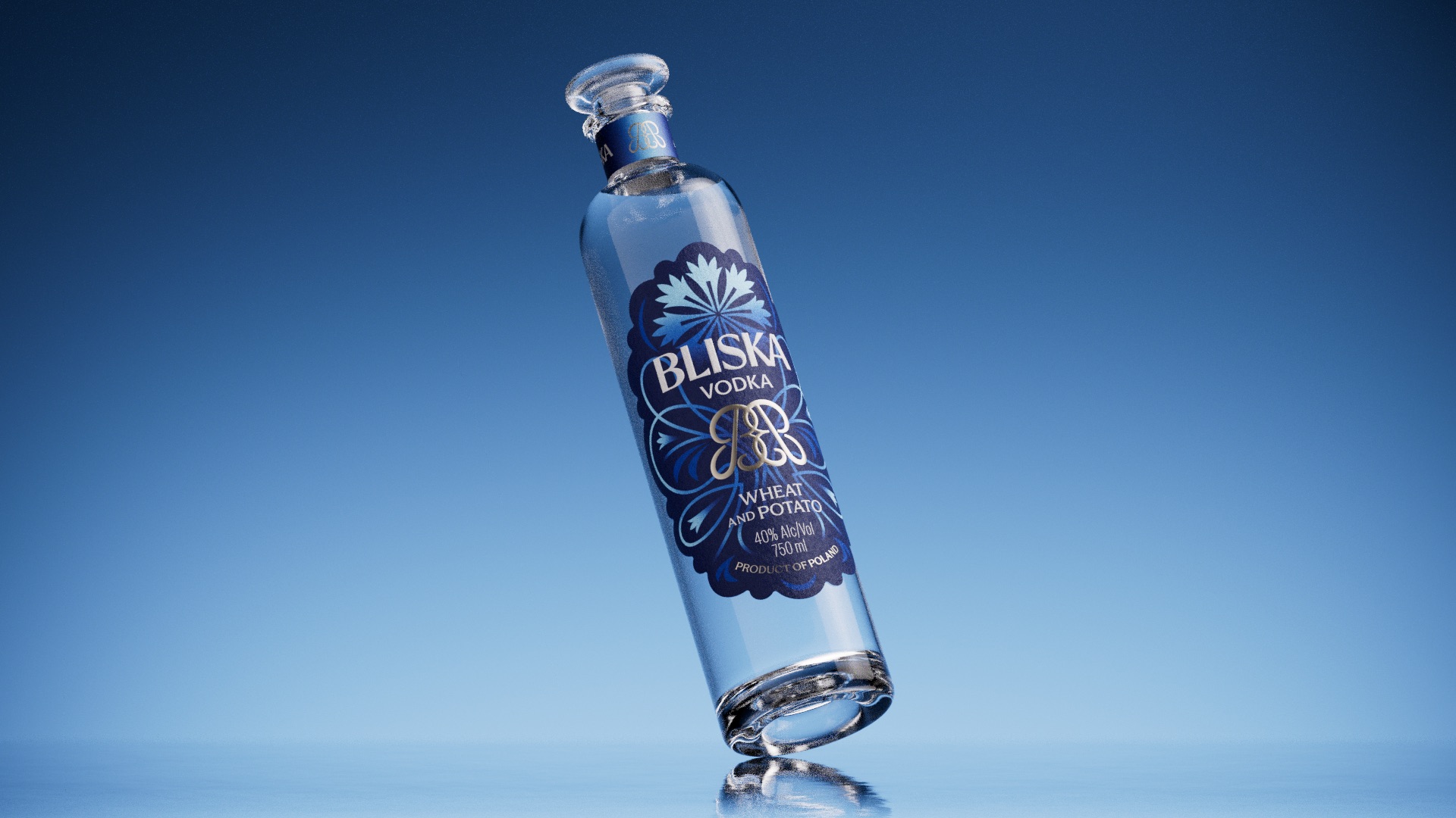 Bottle of Bliska vodka.