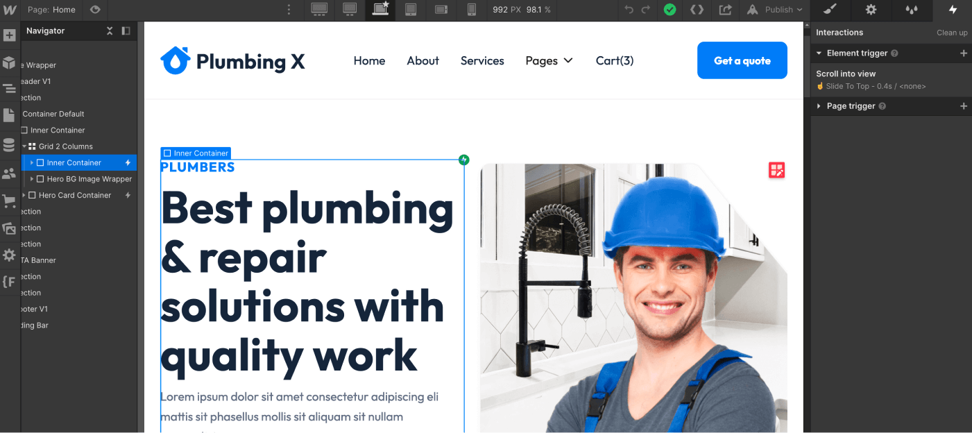Animations - Plumbing X Webflow Template
