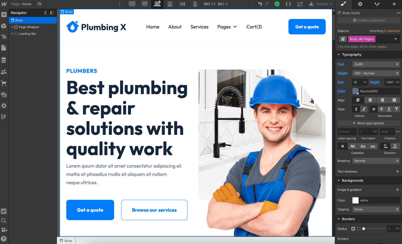 Typography - Plumbing X Webflow Template