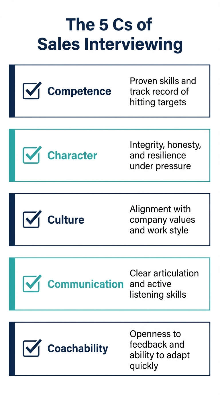 5 Cs of Sales Interviewing Checklist