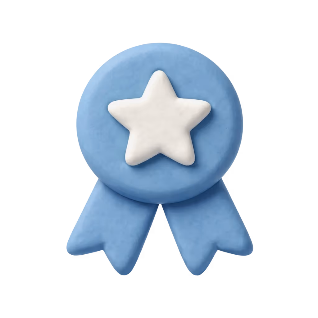 Blaues Abzeichen mit weißem Stern in der Mitte.