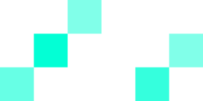 Two pairs of bright cyan squares arranged diagonally on a black background.