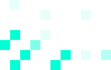 Pattern of cyan squares arranged diagonally and horizontally on a black background resembling pixel art.