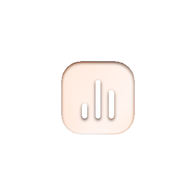 Icon with three vertical bars of different heights inside a rounded square background.