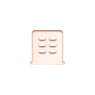 Minimalist beige calculator icon with eight black rectangular buttons on a black background.