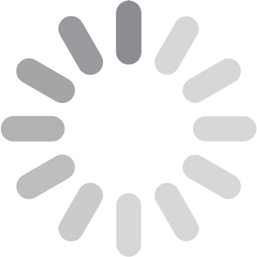 Circular loading spinner with gray rotating bars indicating progress.