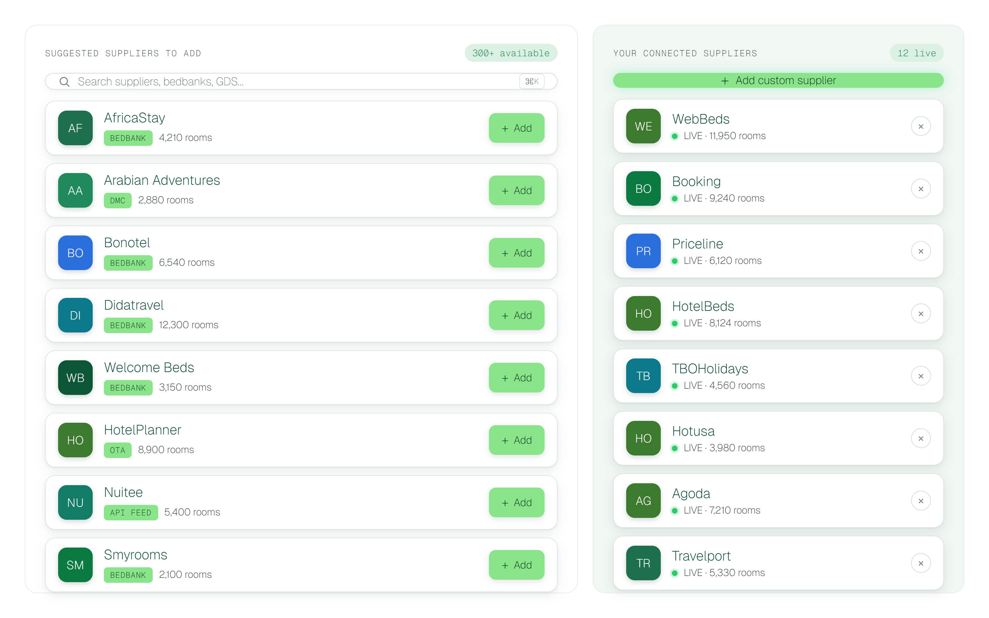 Add Any Supplier — Mapping.Works supplier integration UI