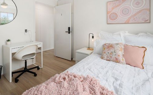 Room with desk and workstation