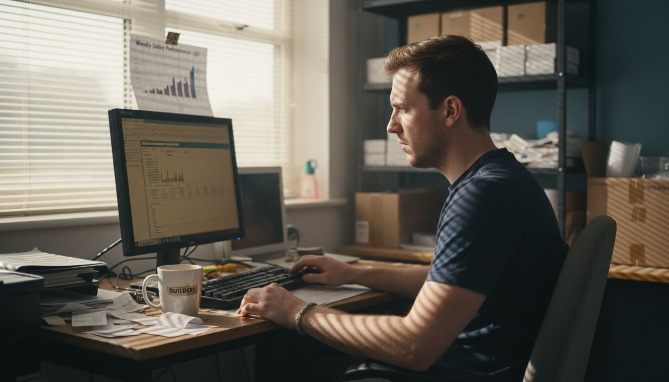 E-commerce owner checking conversion data