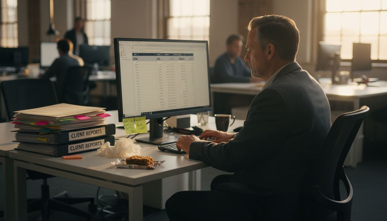 Analyst tracking CPA and ROAS on monitor