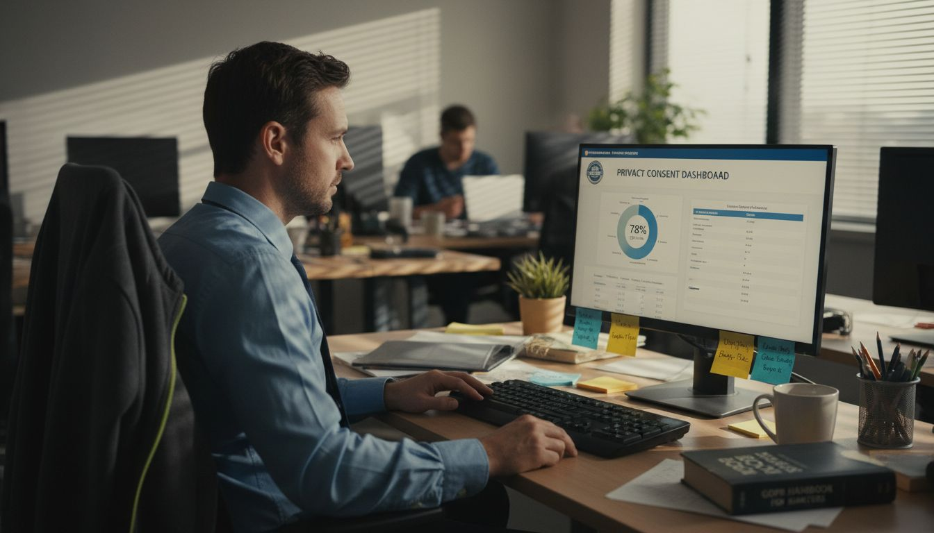 Marketer reviewing privacy consent dashboard