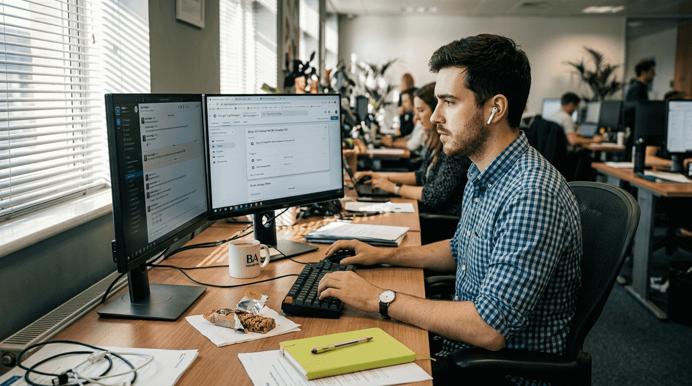 Marketer setting up ad tracking pixels