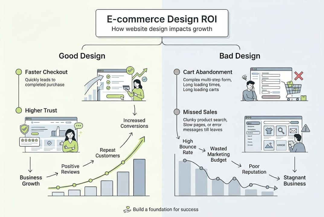 Infographic on e-commerce design ROI factors
