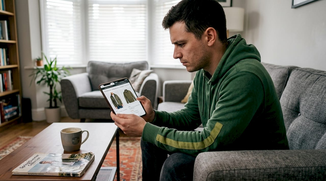 Customer evaluating online shop trustworthiness