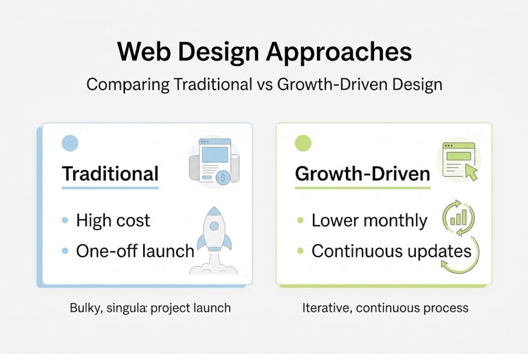 Infographic comparing web design approaches