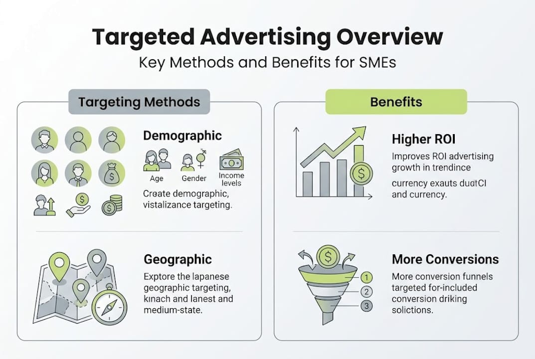 Infographic showing targeted advertising methods and benefits