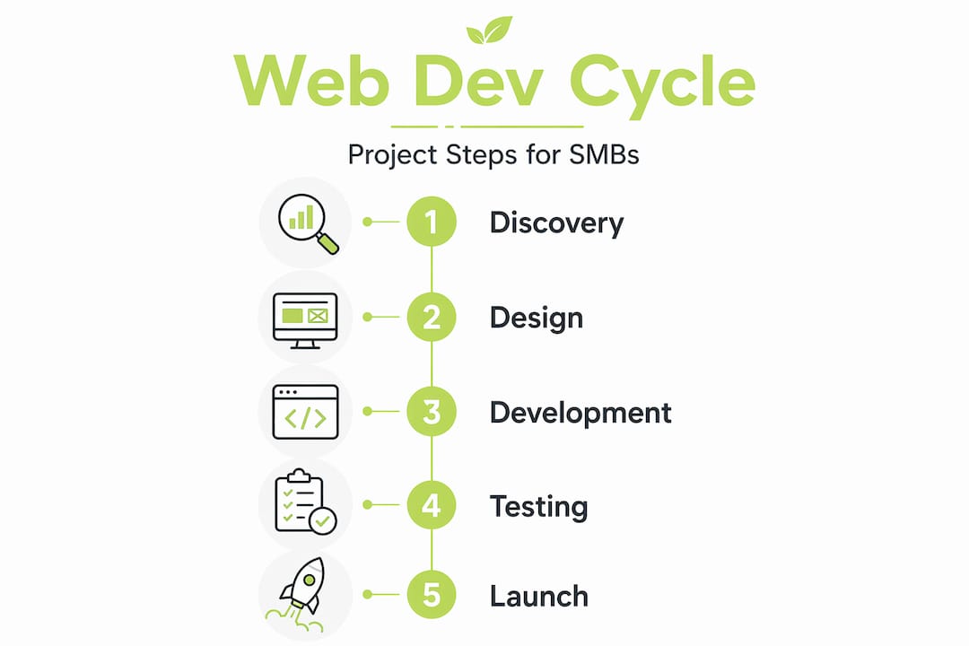 Infographic of key web development process steps