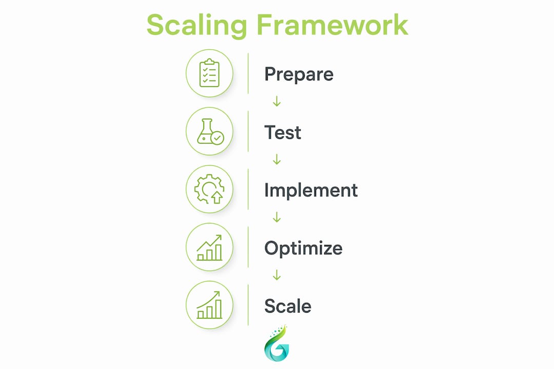 Infographic illustrating e-commerce ad scaling steps