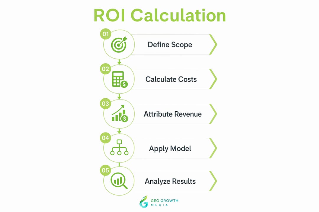 Infographic showing ROI calculation steps