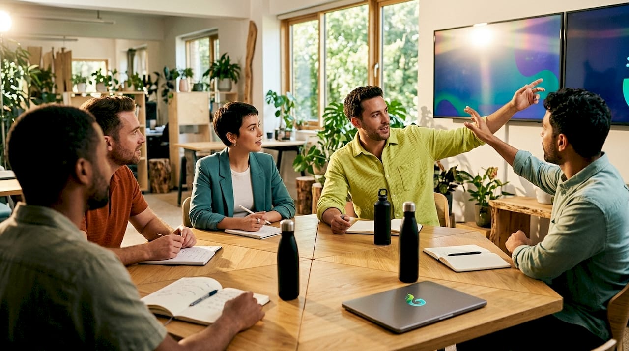 Team collaborating on multi-channel strategy