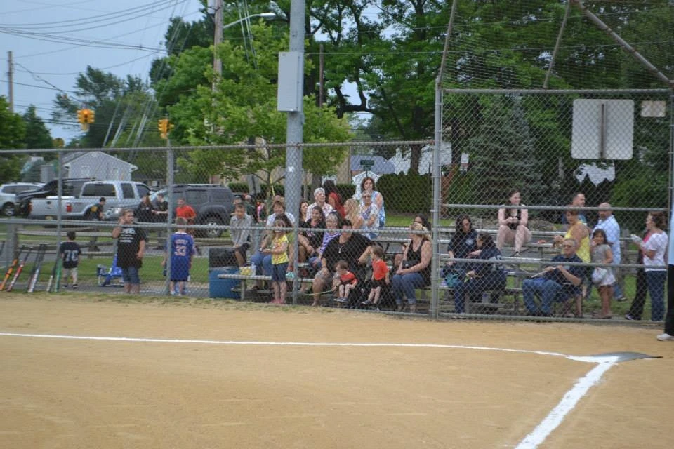 a crowd watches a baseball game