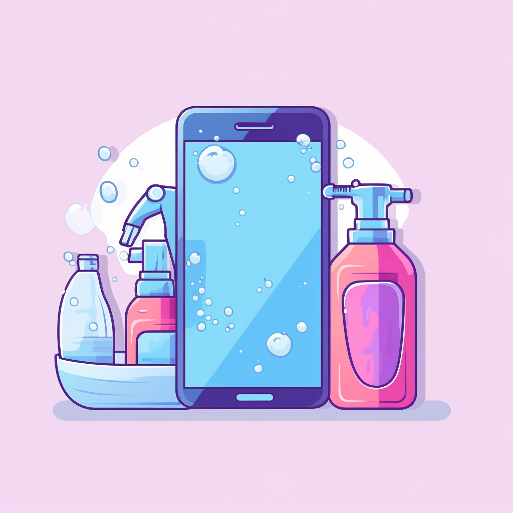 En telefon der bliver renset med vand og sæbe