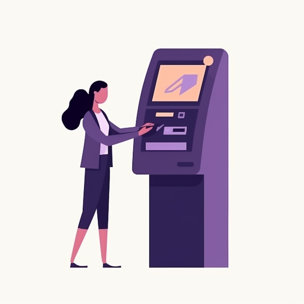 Kvinde der hæver penge i en automat