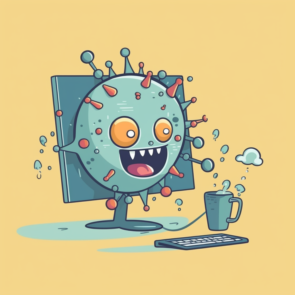 En computer inficeret af virus