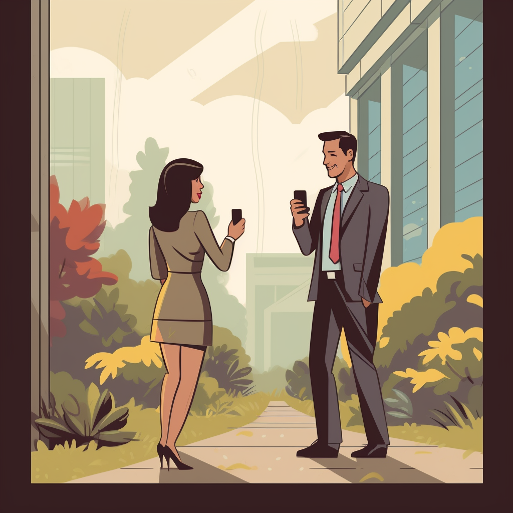 En mand og kvinde der tager billeder af hinanden