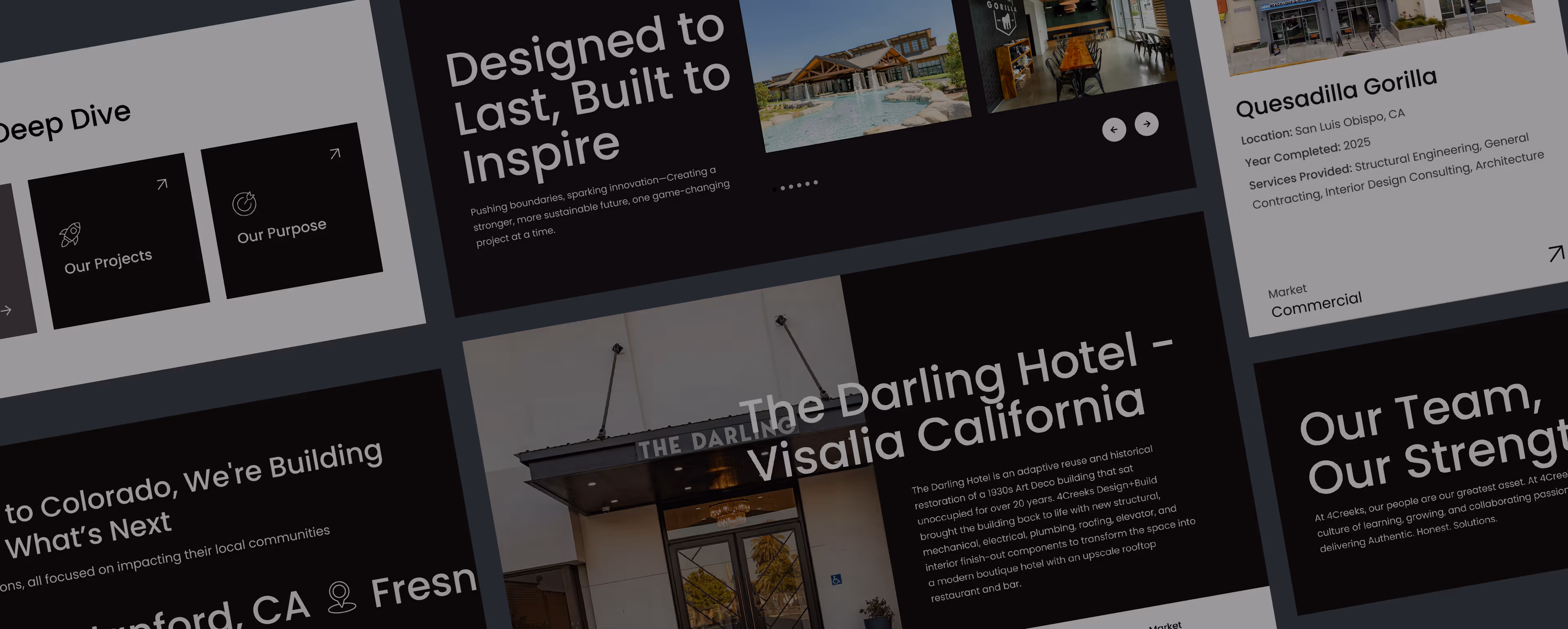 Collage of website sections showing project highlights.