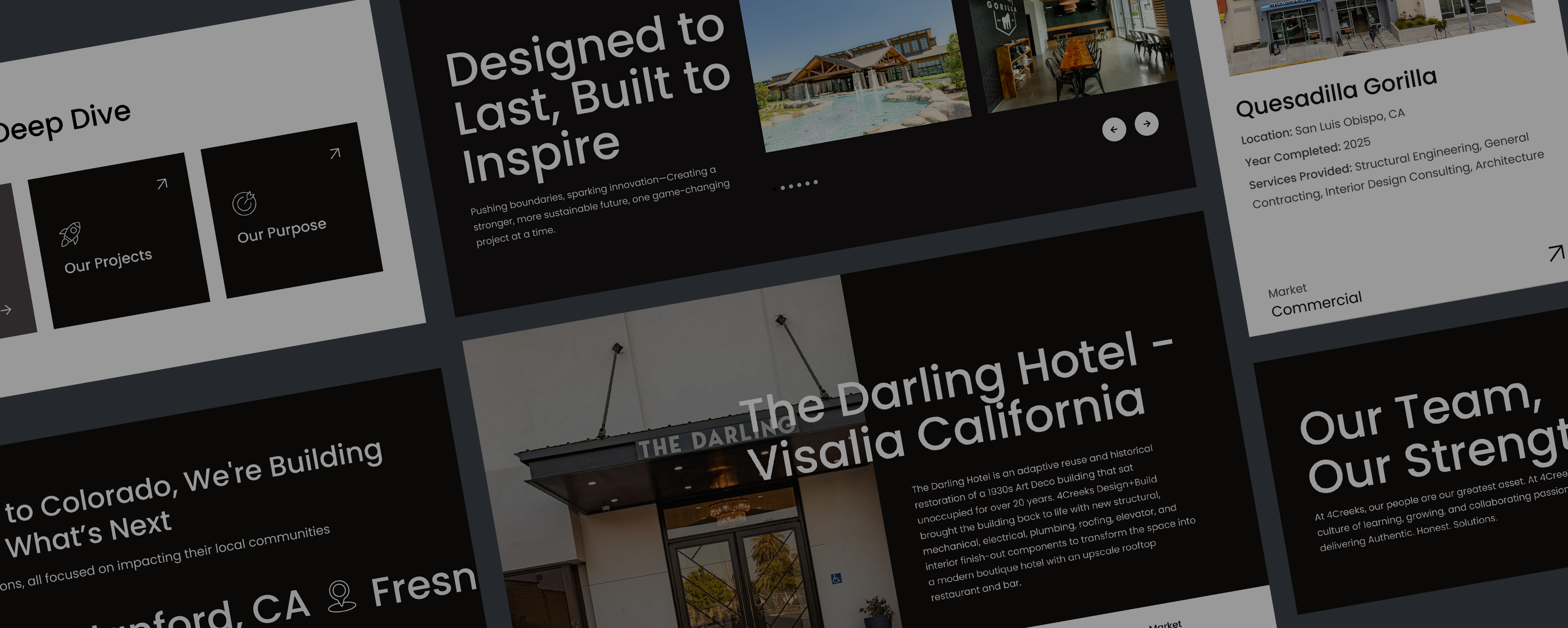 Collage of website sections showing project highlights.