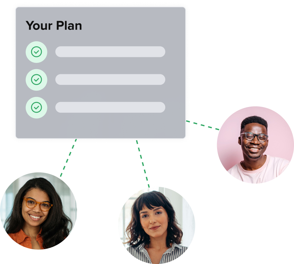Team members tied to a plan