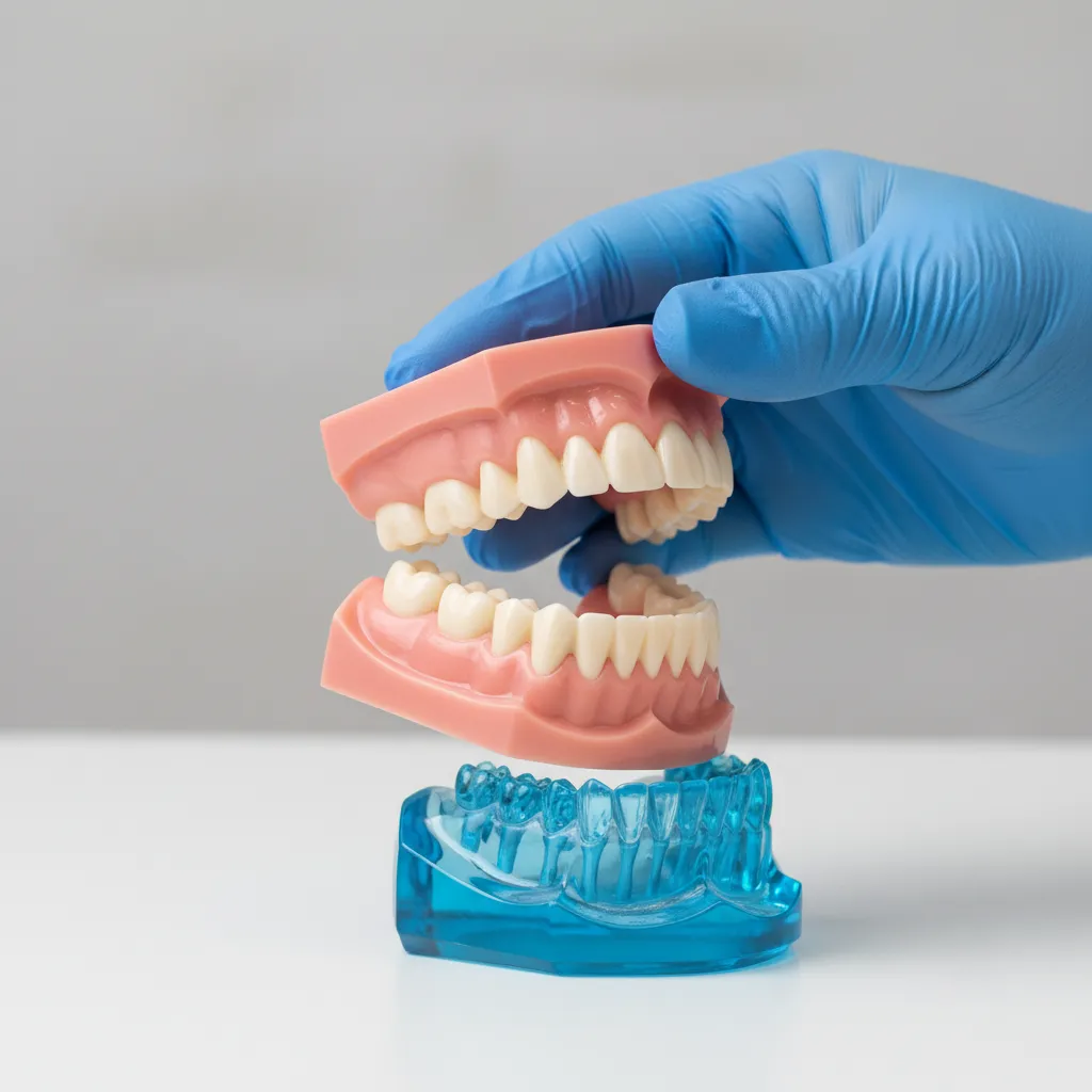 Diagram of mandibular ridge anatomy showing denture base extension and border areas that affect lower denture fit
