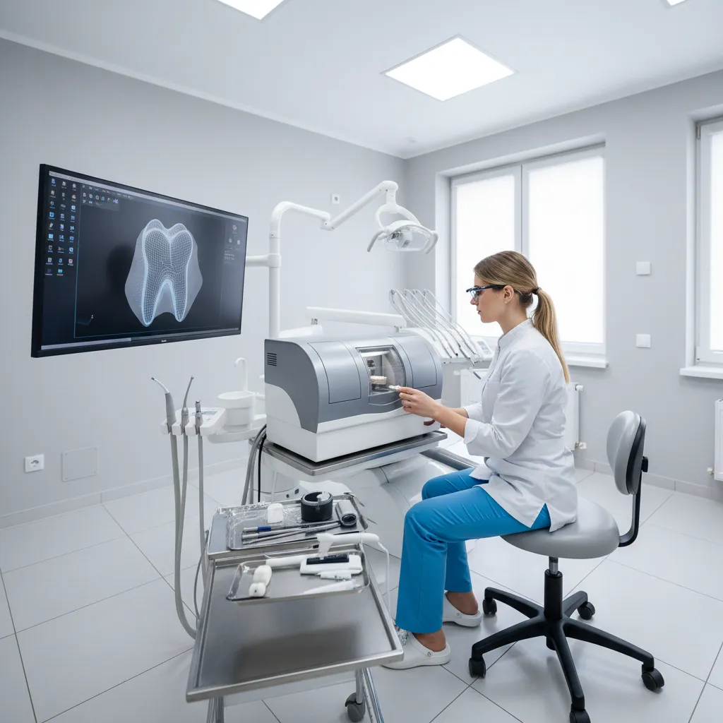 Chairside CAD/CAM system used to design and mill a same-day dental crown