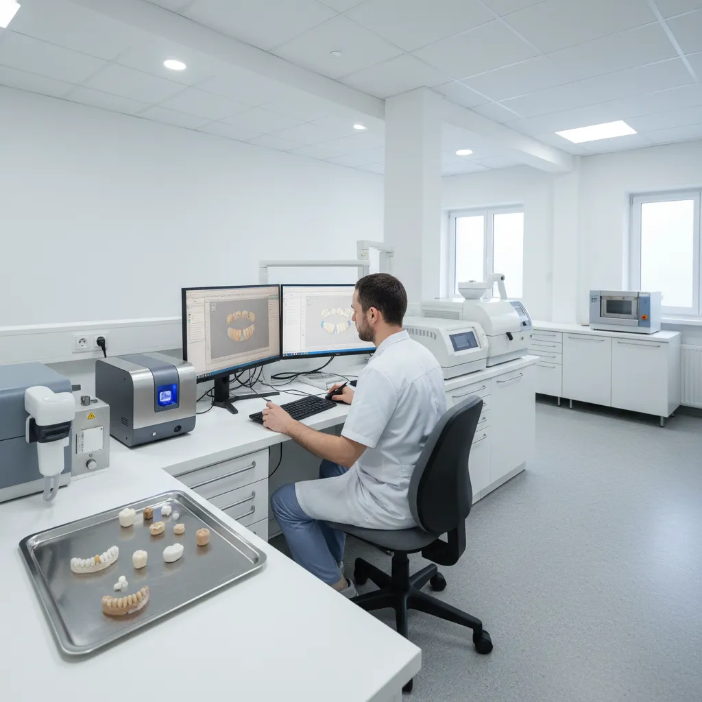 Three main cost drivers behind dental crown lab fees shown as a visual breakdown