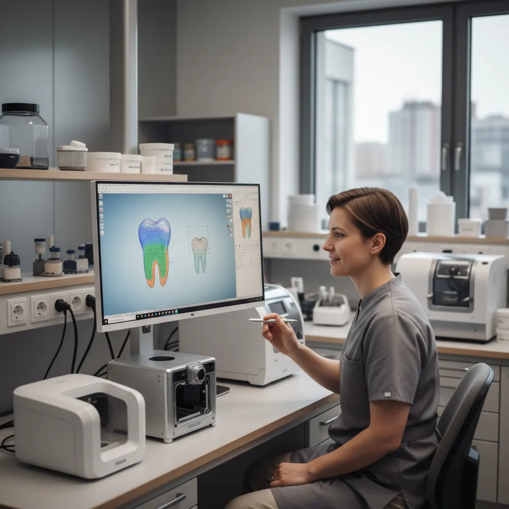 3D digital model of a tooth preparation used to design a crown with thickness rules applied