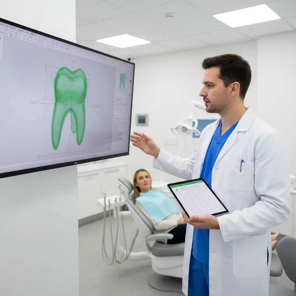 Pre-scan checklist linked to a digital view of a crown preparation to reduce remakes