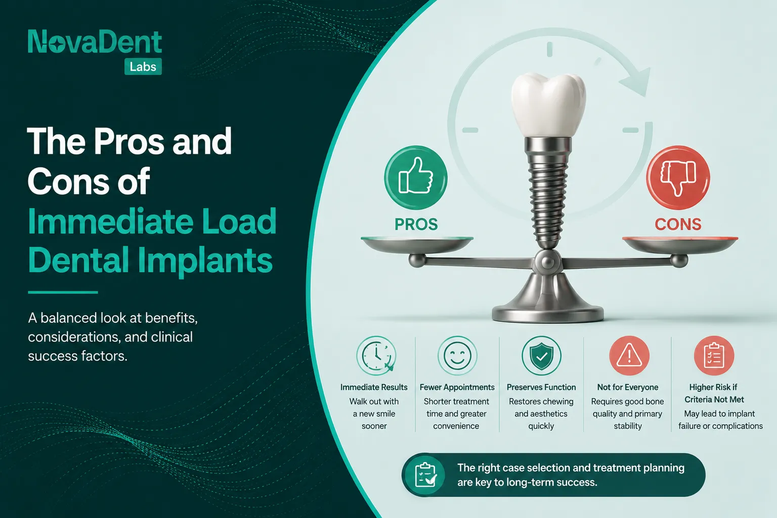 Dental implant placed with an immediate load crown attached on the same day as surgery