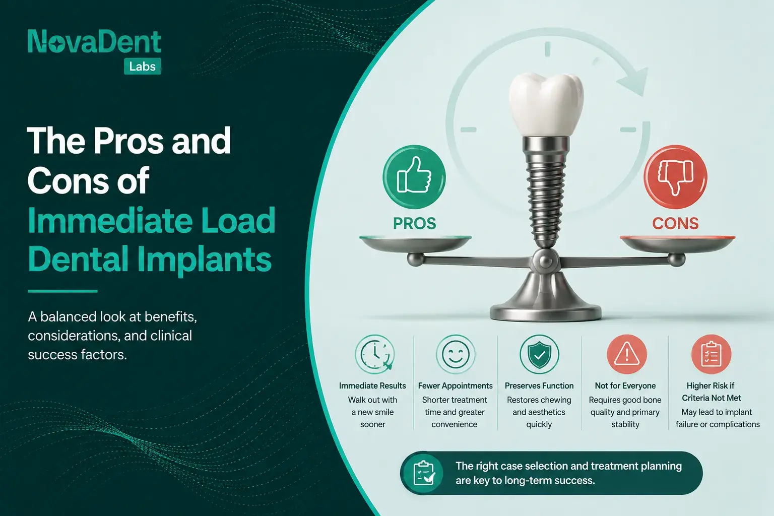 Dental implant placed with an immediate load crown attached on the same day as surgery