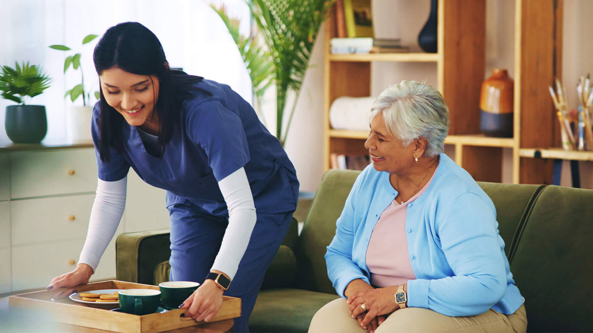 nurse serving a elderly patient 