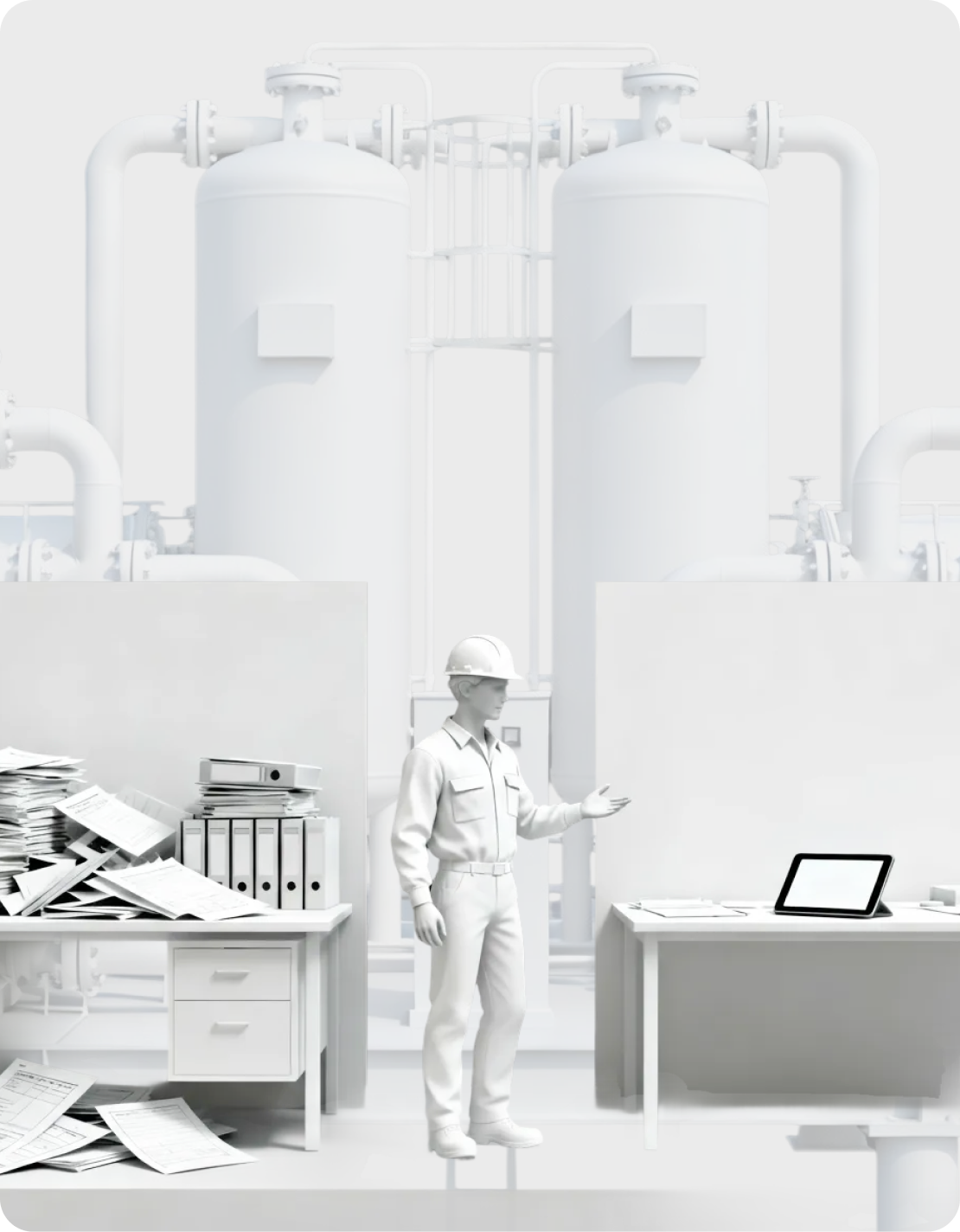 Construction worker thinking about the project