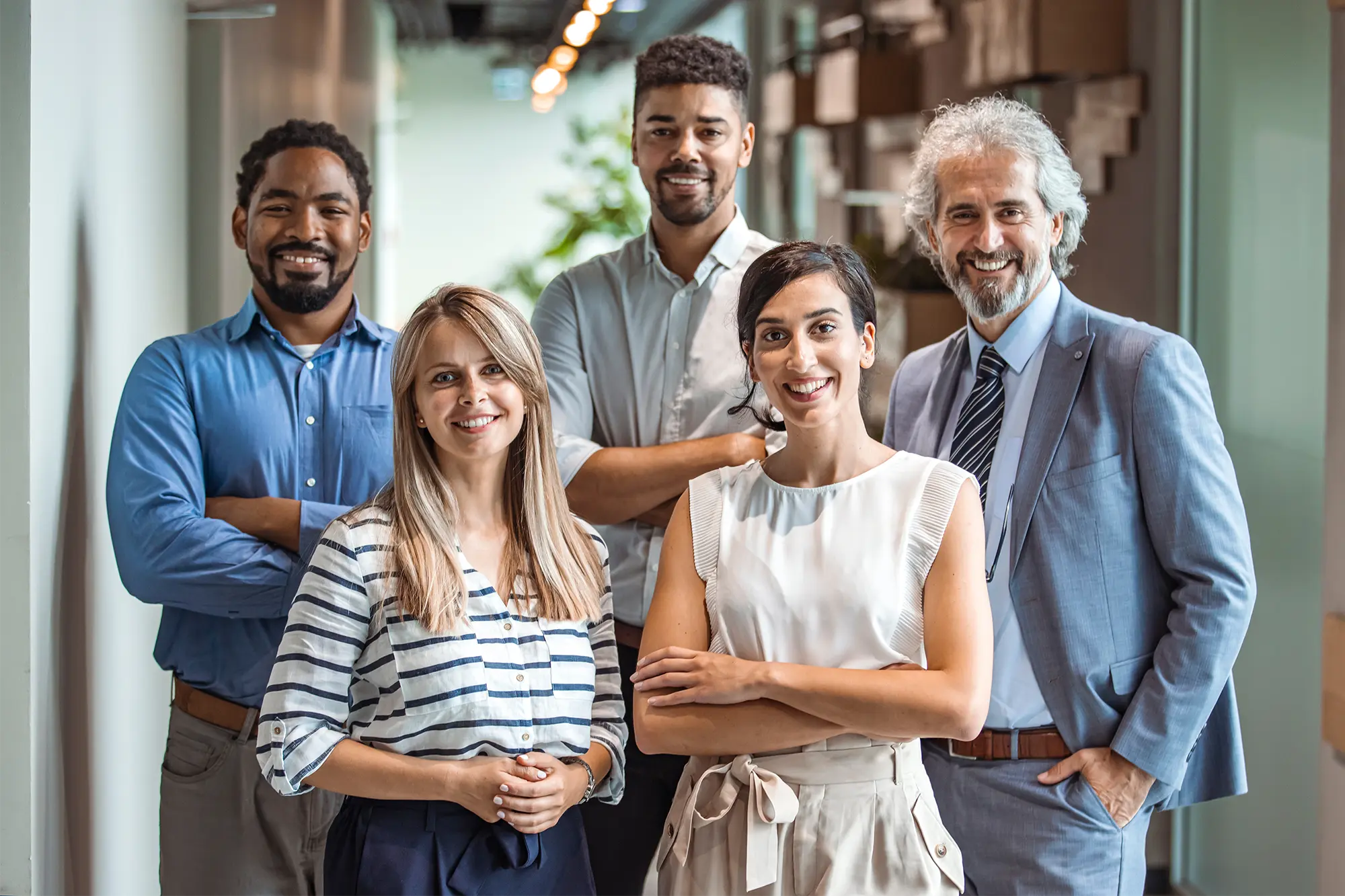 A diverse group of happy employees