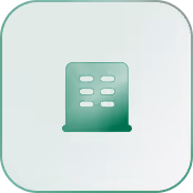 Rounded square shape with light gray color and a subtle green border.