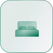 Rounded square shape with light gray color and a subtle green border.