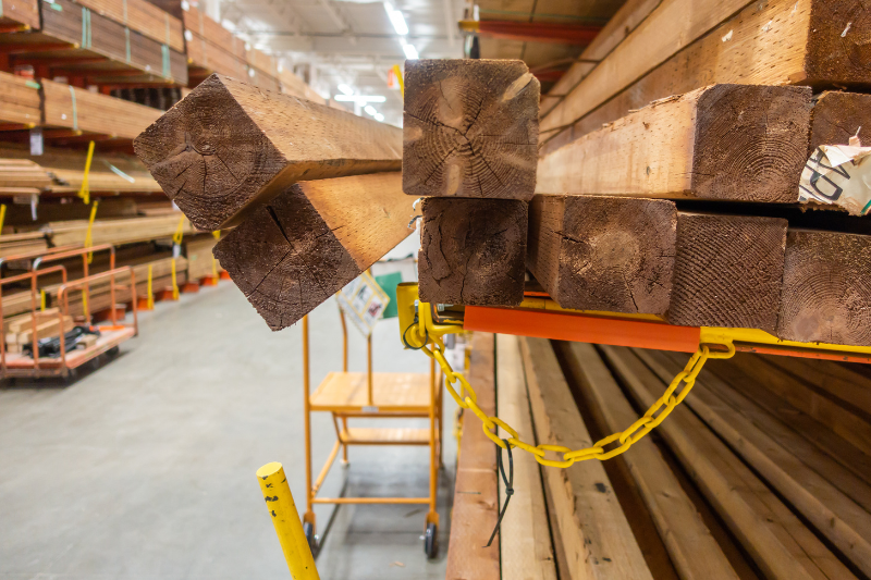 Lumber on Display at a hardware store can be cause for premises liability cases.