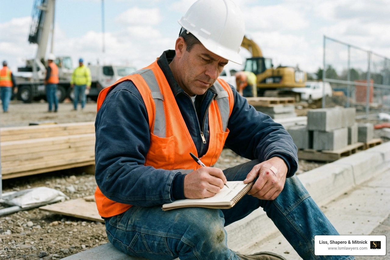 worker documenting injury details after a workplace accident