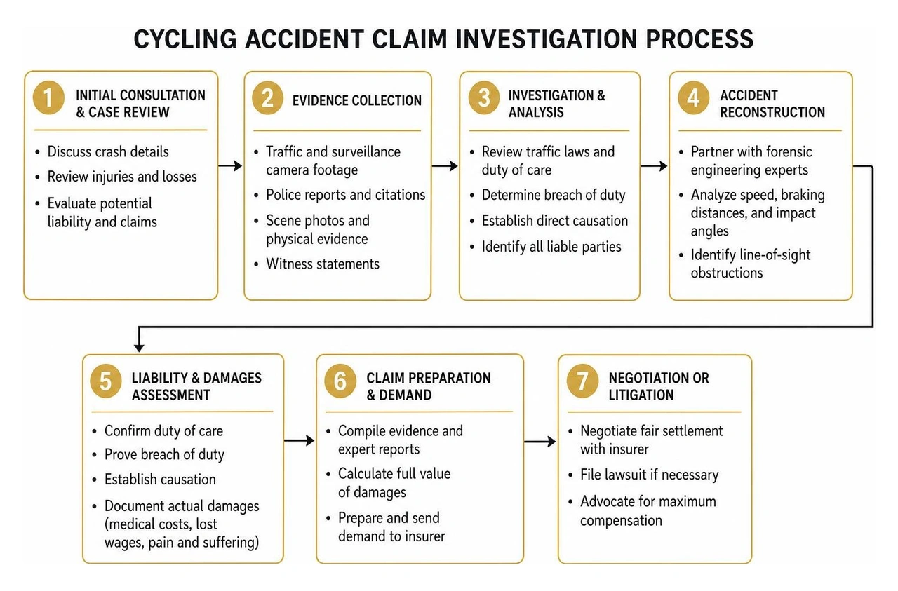 Cycling accident claim investigation process flowchart Cycling accident claim investigation process flowchart